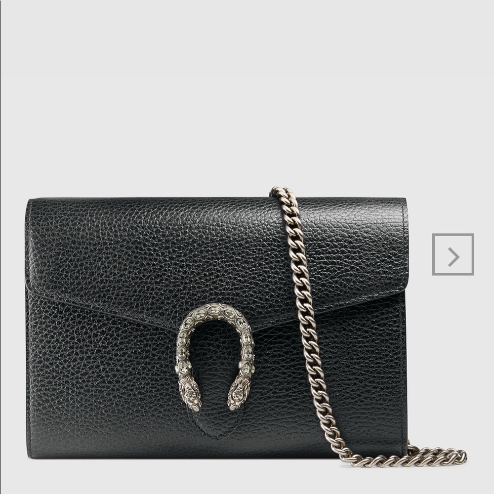 GUCCI Dionysus Black Leather Mini Chain Bag